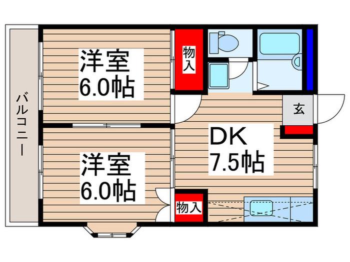 メゾンフォレスト(2DK/2階)の間取り写真