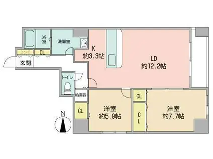 モデナ近代美術館(2LDK/6階)の間取り写真