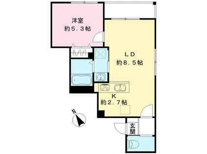 ミモザパル(1LDK/2階)の間取り写真