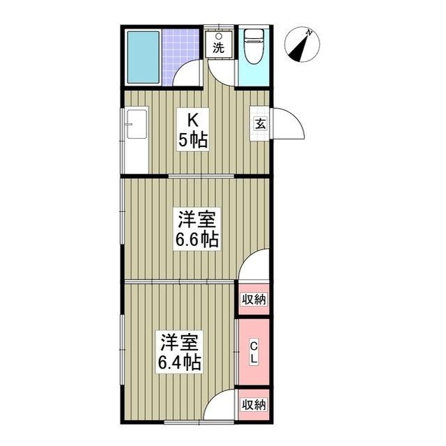 リブレス桐生堤町B(2K/1階)の間取り写真