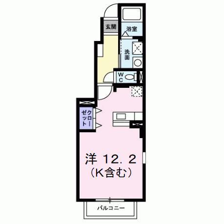 グランディールI番館(ワンルーム/1階)の間取り写真