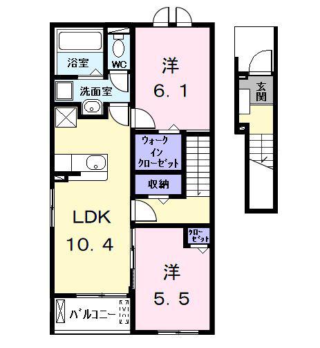 ジュネス・クレア(2LDK/2階)の間取り写真