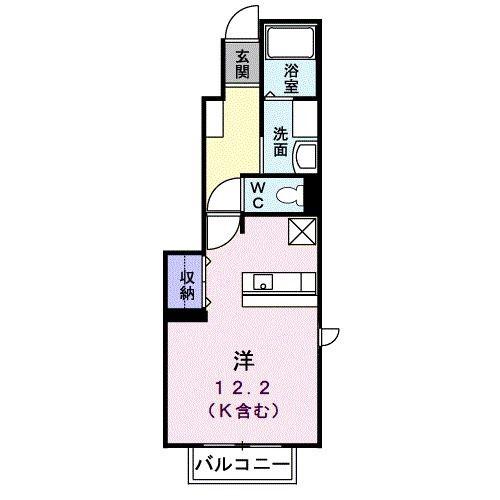 ローザ・アルベロB棟(ワンルーム/1階)の間取り写真