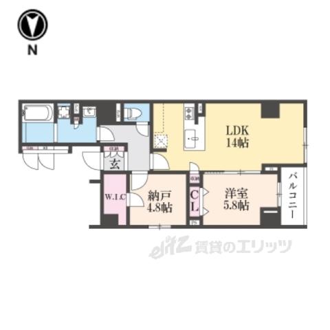 CALM河原町二条(1LDK/6階)の間取り写真