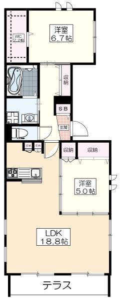LE BOIS INOKASHIRA(2LDK/1階)の間取り写真