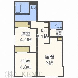リンコントロ発寒(2LDK/2階)の間取り写真