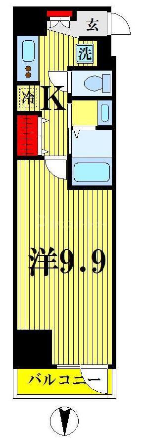 ライジングプレイス亀戸(1K/12階)の間取り写真