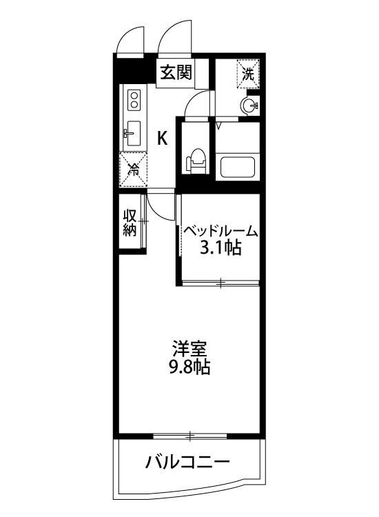 ウッドソレル(1SK/3階)の間取り写真