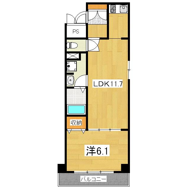 サンクチュアリ山科(1LDK/6階)の間取り写真