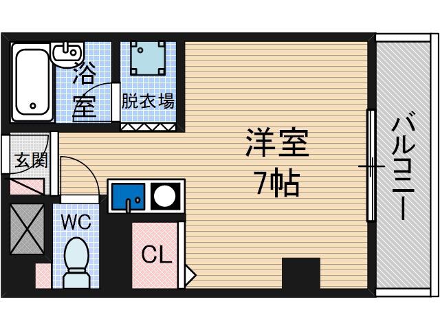 ベルリーフ西田(1K/3階)の間取り写真