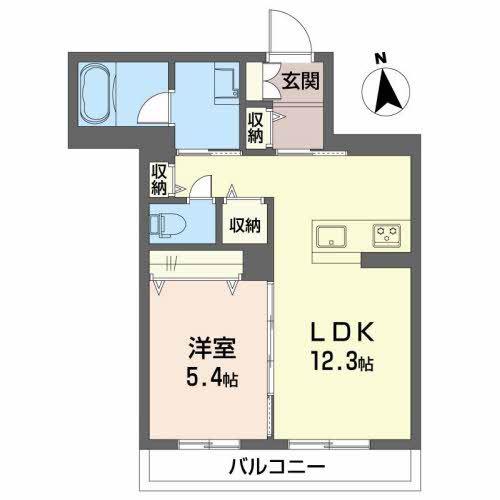 シャトードール(1LDK/4階)の間取り写真