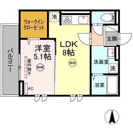 D-ROOM樋井川3丁目(1LDK/3階)の間取り写真