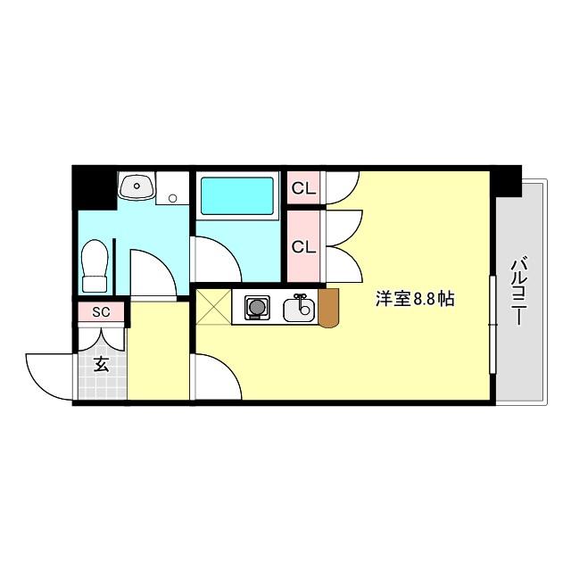 アスリート本町西(ワンルーム/1階)の間取り写真