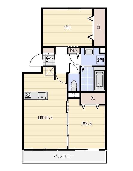 アリュール林(2LDK/1階)の間取り写真
