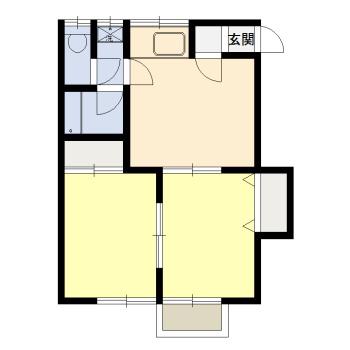 柿岡ハイツC棟(2DK/2階)の間取り写真