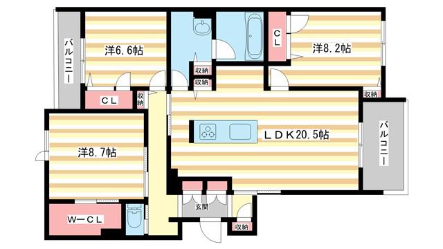 アンド ベンジャミン(3LDK/2階)の間取り写真