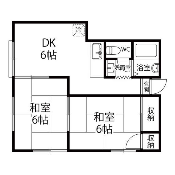 ファミーユ英(2DK/1階)の間取り写真