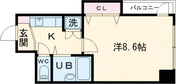カーサ神戸下山手(1K/10階)の間取り写真