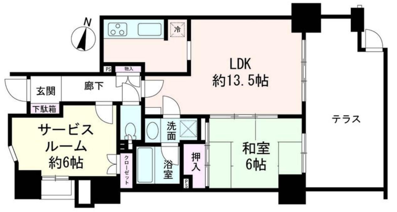 横浜東白楽シティタワー(1SLDK/1階)の間取り写真