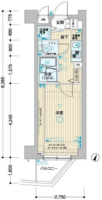 メインステージ板橋志村(1K/2階)の間取り写真