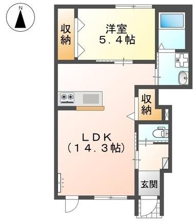 ヴァンノア (1LDK/1階)の間取り写真