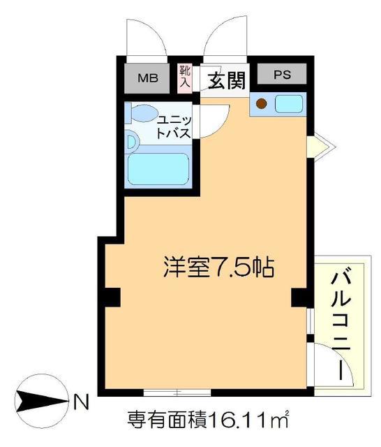 シティハイツ亀有(ワンルーム/2階)の間取り写真