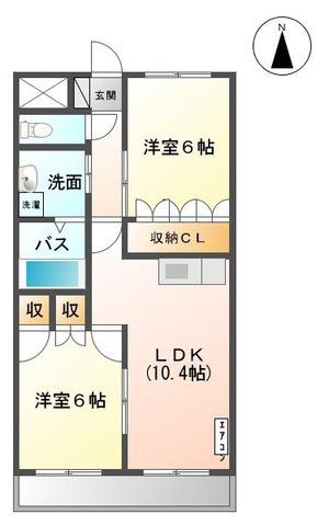 プライマリッツ(2LDK/2階)の間取り写真