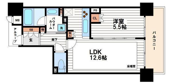 ファインフラッツ北浜(1LDK/8階)の間取り写真