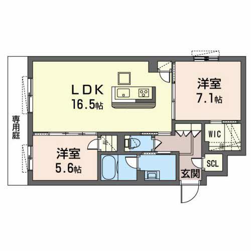 シャーメゾングラン今在家(2LDK/1階)の間取り写真