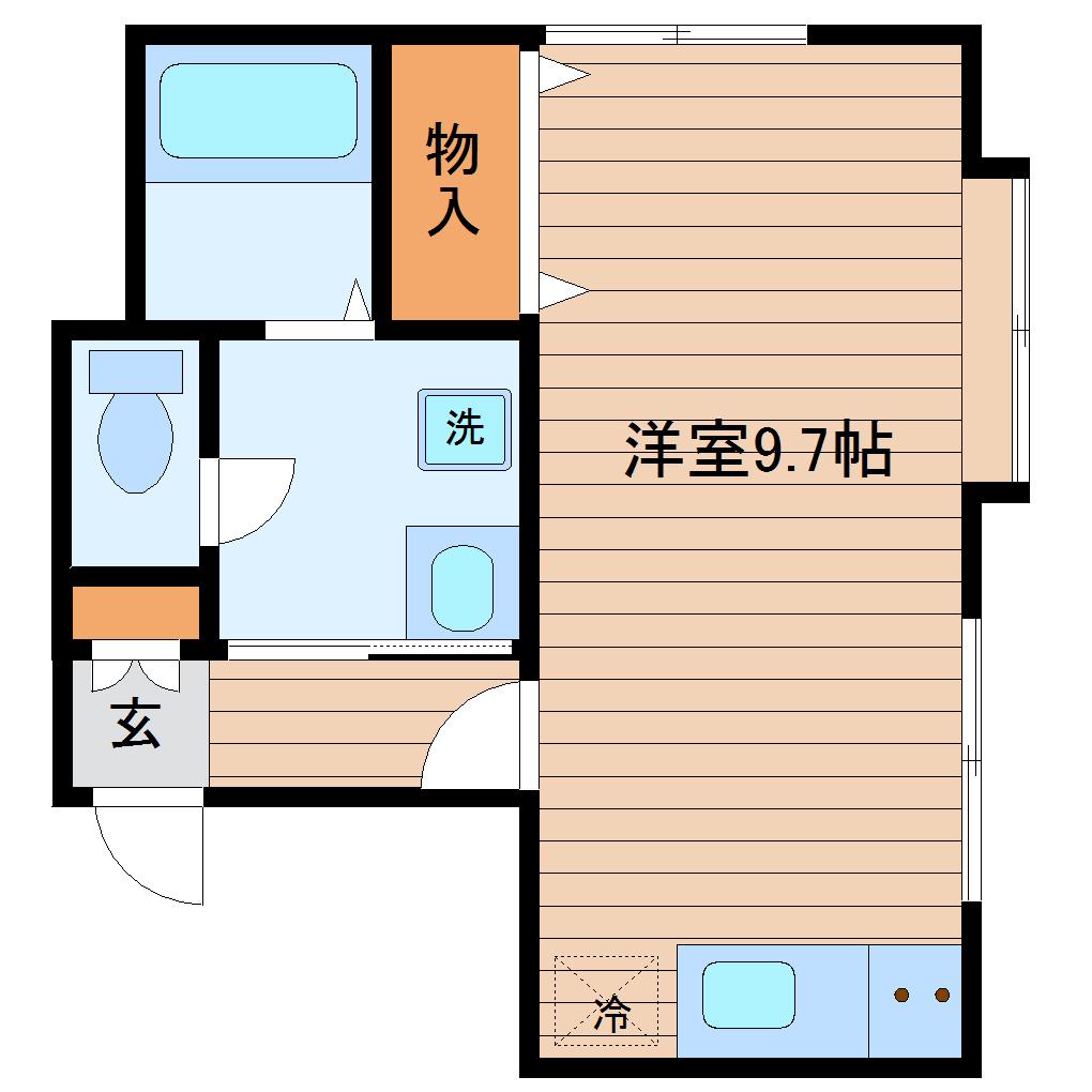 ＪＲ仙山線 愛子駅 徒歩4分 2階建 築13年(ワンルーム/2階)の間取り写真