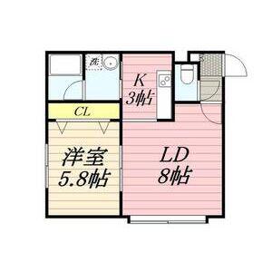 プロスパー麻生(1LDK/2階)の間取り写真