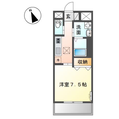 ジュネス市場木(1K/1階)の間取り写真