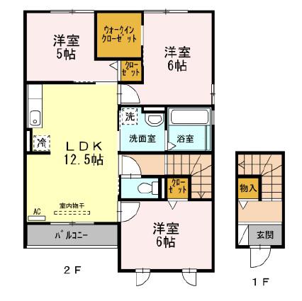 クレール今泉A(3LDK/2階)の間取り写真