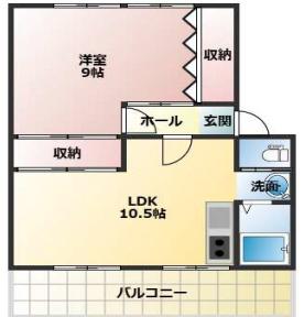 名谷2団地12号棟(1LDK/5階)の間取り写真