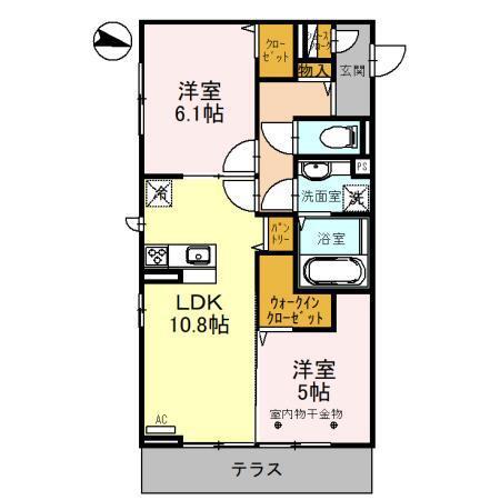 グランディール(2LDK/2階)の間取り写真