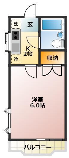 フラワーハイツI(1K/2階)の間取り写真