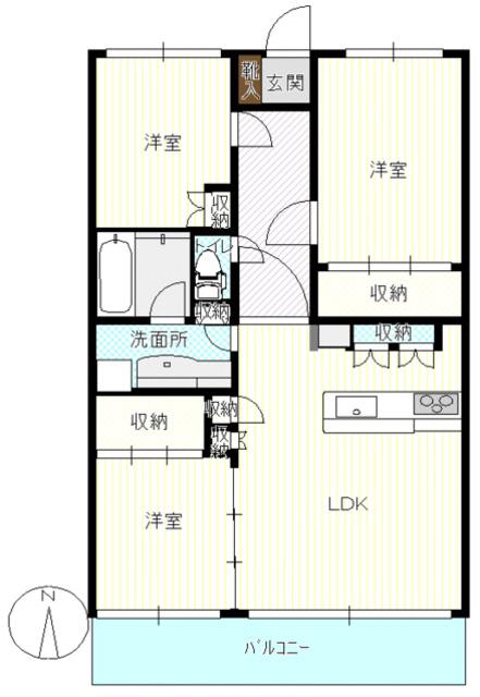 ブランアーク鳩ヶ谷クレアトール(3LDK/15階)の間取り写真
