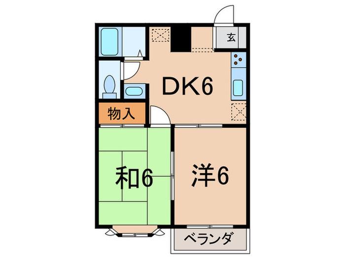 プルミエール(2DK/1階)の間取り写真