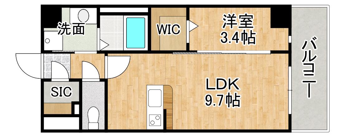 ラルヴェール和白駅前(1LDK/2階)の間取り写真