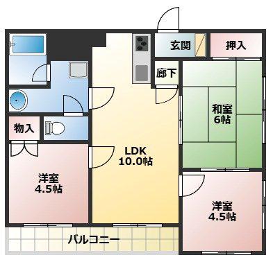 VILLA COURT(3LDK/2階)の間取り写真
