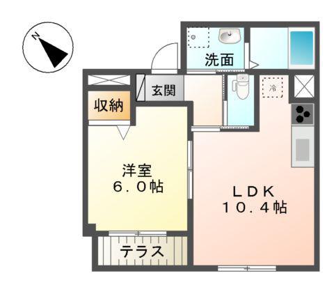 ガーデンコート(1LDK/3階)の間取り写真