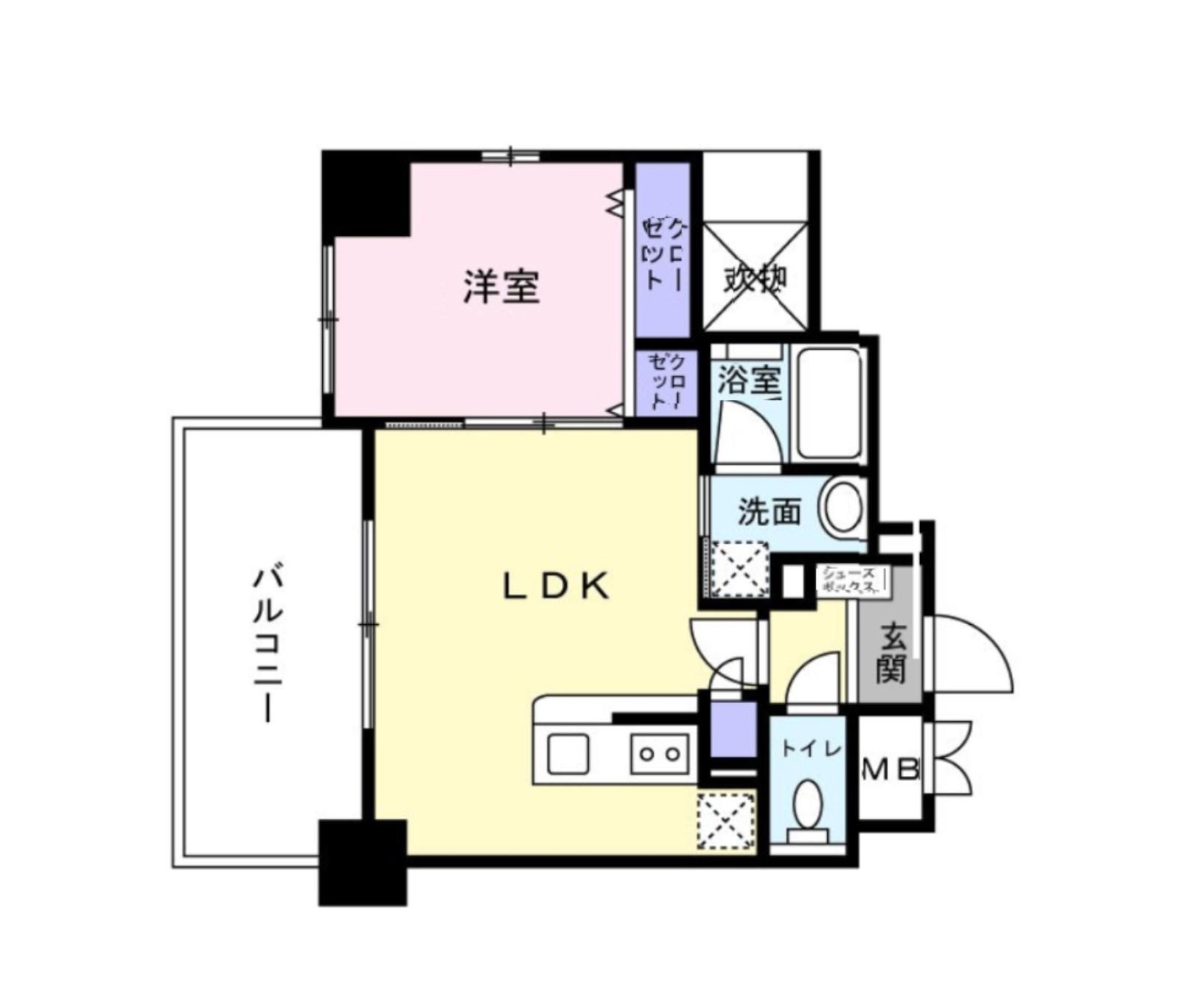 COCO川西町(1LDK/4階)の間取り写真