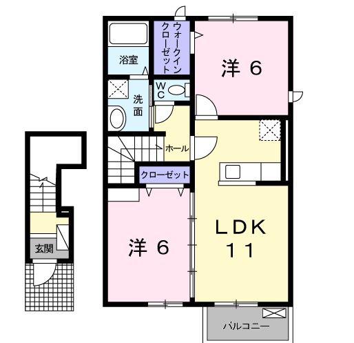 メゾン・コロレII(2LDK/2階)の間取り写真