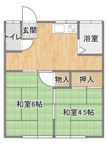 三崎ハイツ(2DK/1階)の間取り写真