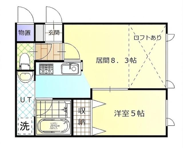 MARBLE(1LDK/2階)の間取り写真