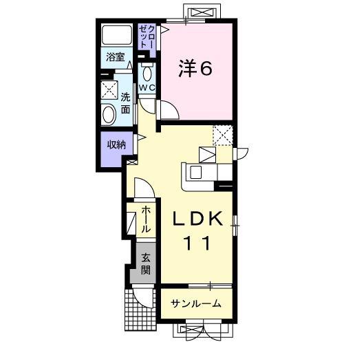 プティ・パ(1LDK/1階)の間取り写真