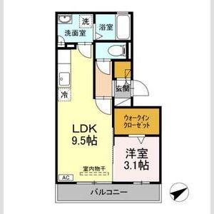 リビングタウンさくらだ(1LDK/2階)の間取り写真