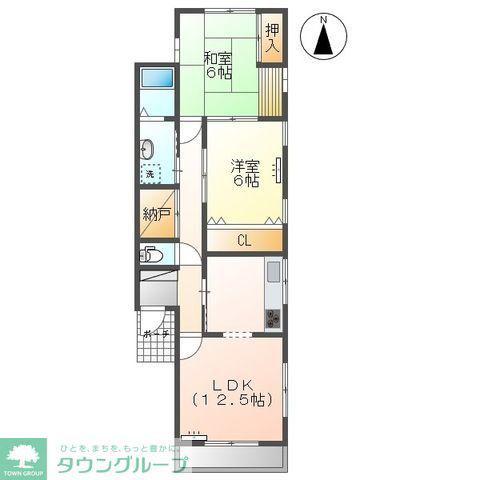 浅野大門コーポ(2LDK/1階)の間取り写真