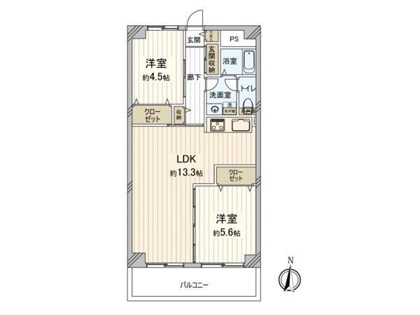 ライオンズステーションプラザ両国(2LDK/14階)の間取り写真