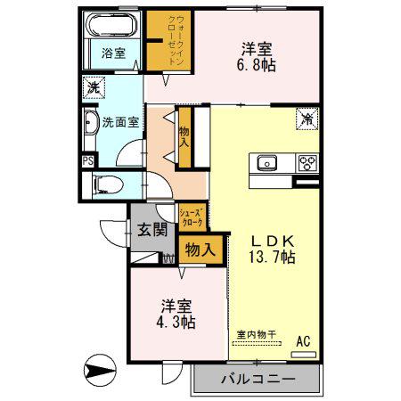 セクレール北本町(2LDK/3階)の間取り写真